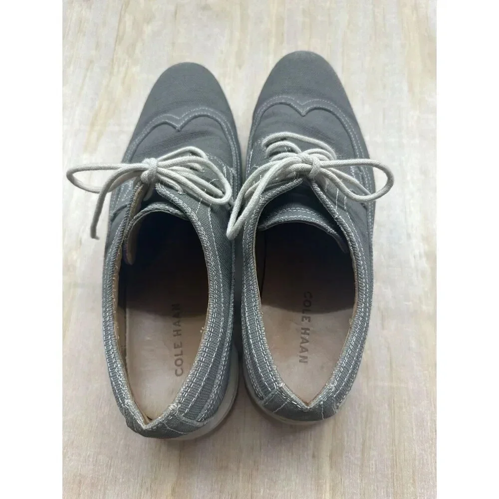 Cole Haan  lunarlon‎ Long Wing Canvas Shoe 10m Iron Gray Oxford Lace Up EUC